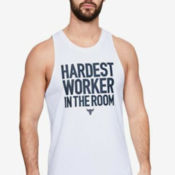 UNDER ARMOUR PROJECT ROCK HARDEST WORKER IN THE ROOM TANK TOP M - Picture 1 of 6